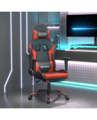 Chaise de jeu de massage et repose-pied Noir rouge Similicuir | Mobilier & Déco