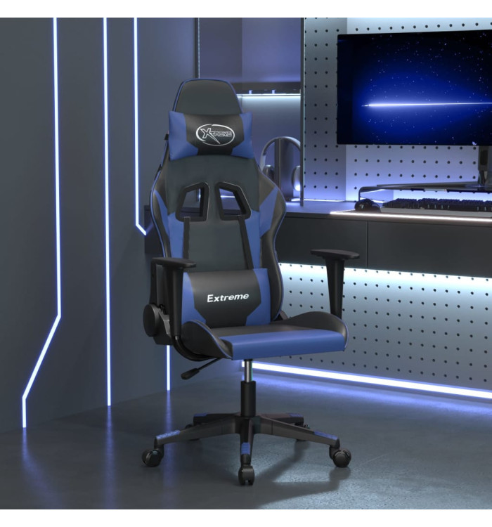 Chaise de jeu de massage Noir et bleu Similicuir | Mobilier & Déco