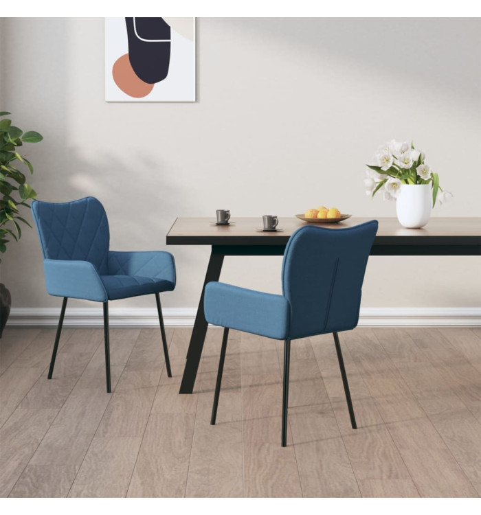 Chaises à manger lot de 2 bleu tissu | Mobilier & Déco