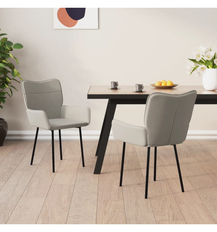 Chaises à manger lot de 2 Gris clair Velours | Mobilier & Déco