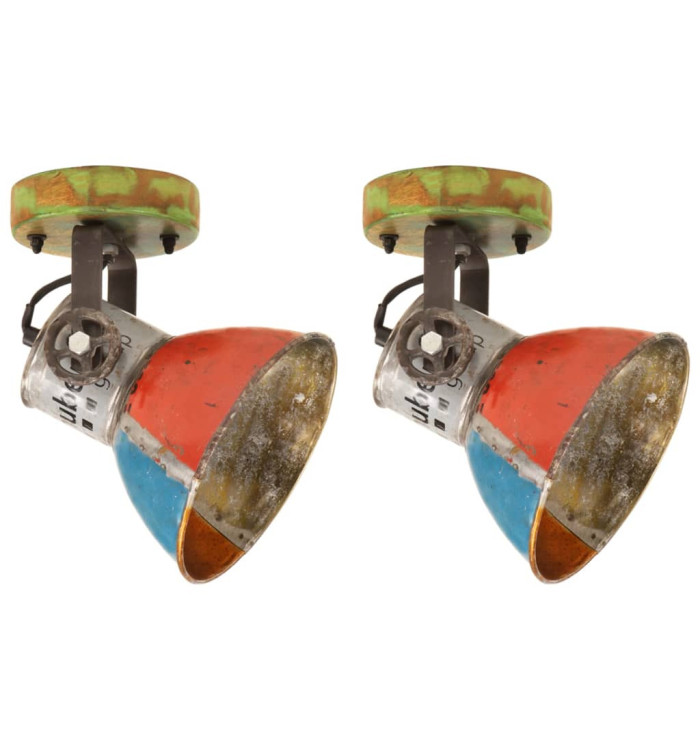 Plafonniers industriels 2 pcs Récupérés 17x24 cm E27 | Mobilier & Déco
