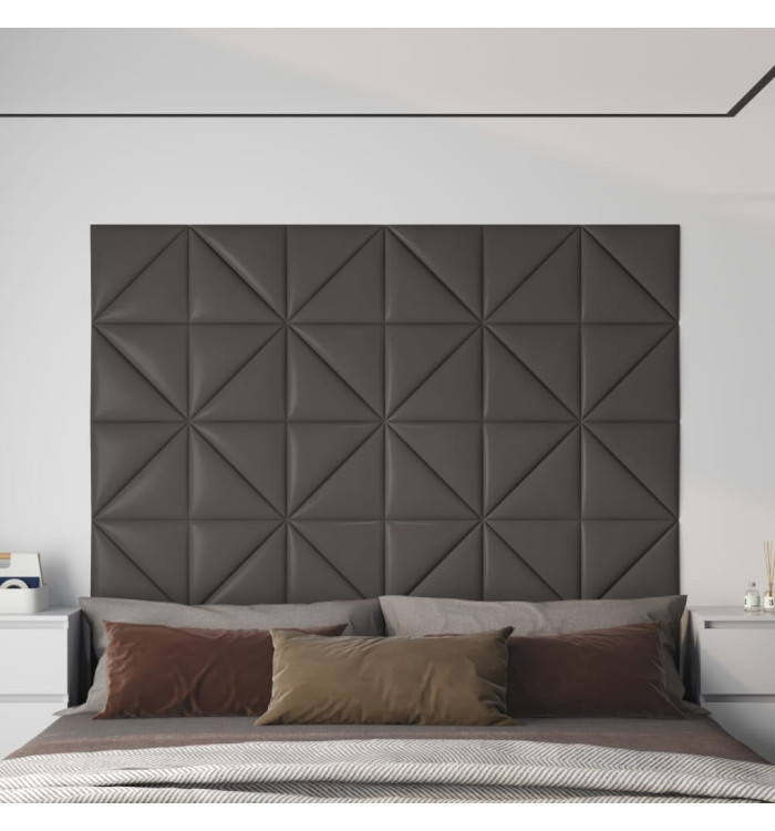 Panneaux muraux 12 pcs Gris 30x30 cm Similicuir 0,54 m² | Mobilier & Déco