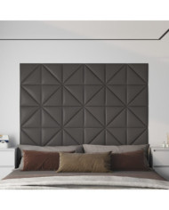 Panneaux muraux 12 pcs Gris 30x30 cm Similicuir 0,54 m² | Mobilier & Déco