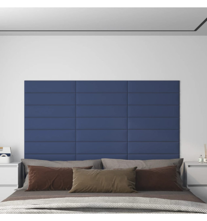 Panneaux muraux 12 pcs Bleu 60x15 cm Tissu 1,08 m² | Mobilier & Déco