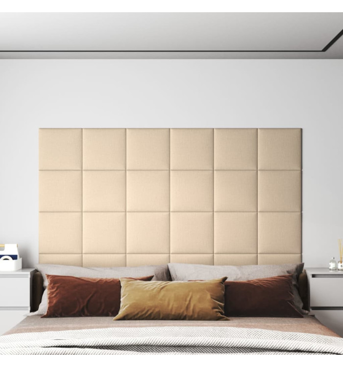 Panneaux muraux 12 pcs Crème 30x30 cm Tissu 1,08 m² | Mobilier & Déco