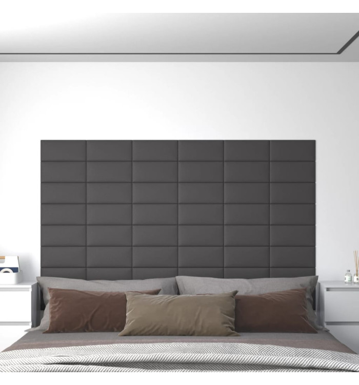 Panneaux muraux 12 pcs Gris 30x15 cm Similicuir 0,54 m² | Mobilier & Déco