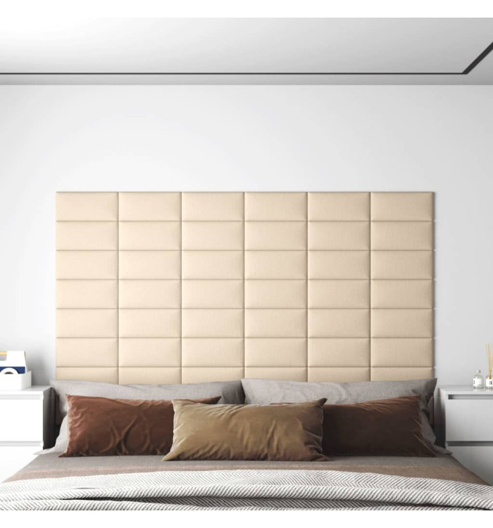 Panneaux muraux 12 pcs Crème 30x15 cm Tissu 0,54 m² | Mobilier & Déco