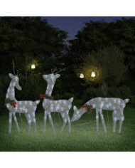 Famille de rennes de Noël 270x7x90cm Argenté Blanc froid Maille | Mobilier & Déco