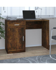 Bureau avec tiroir et armoire Chêne fumé 100x40x73 cm | Mobilier & Déco