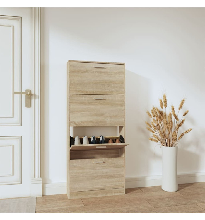 Armoire à chaussures Chêne 59x17x150 cm Bois d'ingénierie | Mobilier & Déco