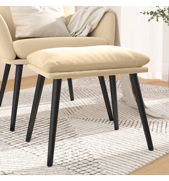 Repose-pied Blanc crème 45x29,5x35 cm Velours | Mobilier & Déco
