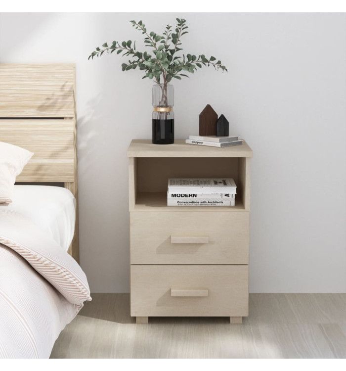 Table de chevet HAMAR Marron miel 40x35x62cm Bois de pin massif | Mobilier & Déco
