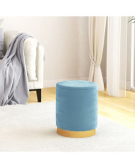 Tabouret de rangement rond Bleu clair Velours | Mobilier & Déco