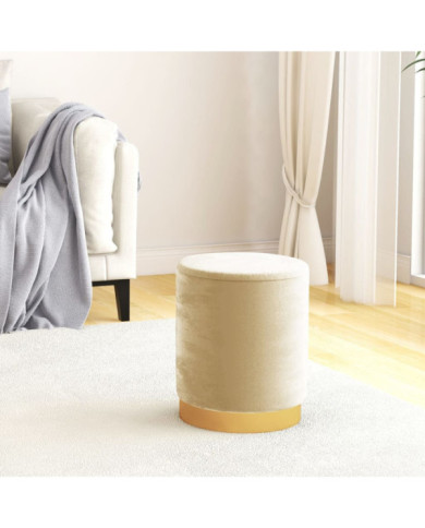 Tabouret de rangement rond Abricot Velours | Mobilier & Déco