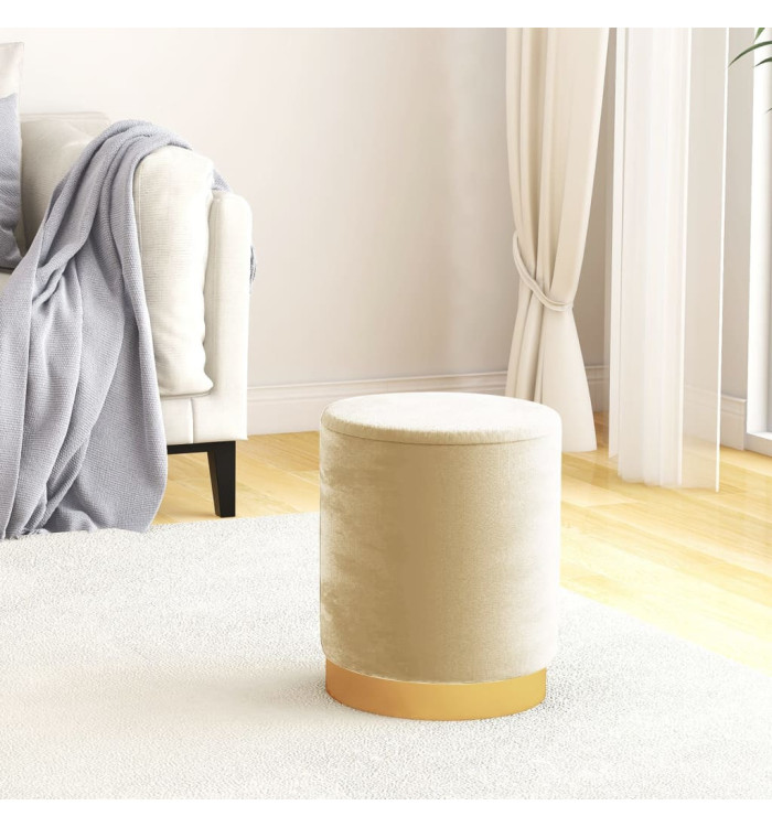 Tabouret de rangement rond Abricot Velours | Mobilier & Déco