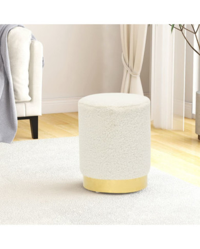 Tabouret rond Blanc Molleton | Mobilier & Déco