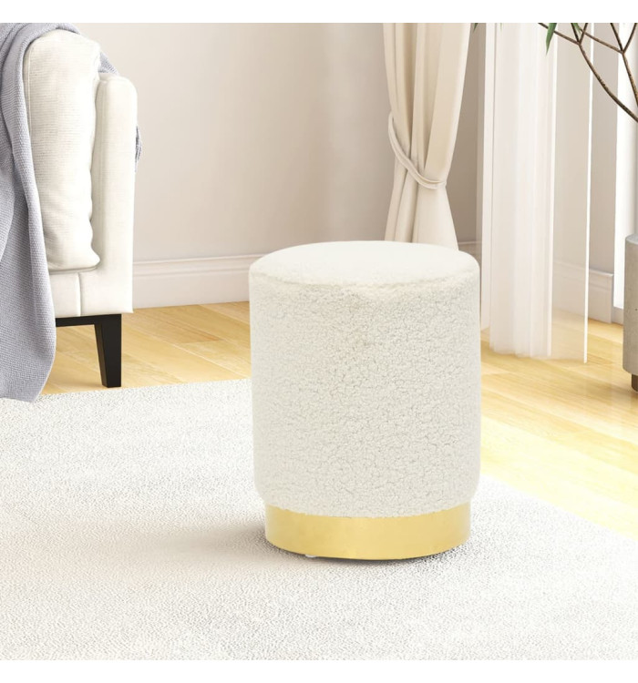 Tabouret rond Blanc Molleton | Mobilier & Déco