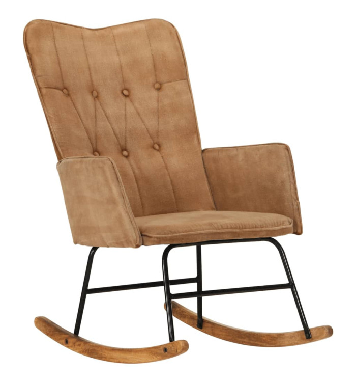Chaise à bascule marron vintage toile | Mobilier & Déco