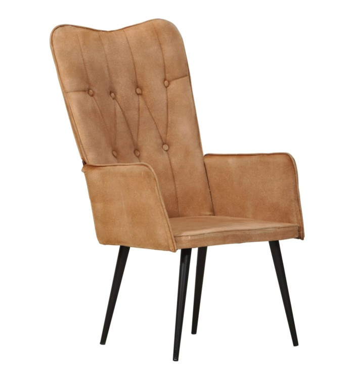 Chaise à oreilles Marron Toile | Mobilier & Déco