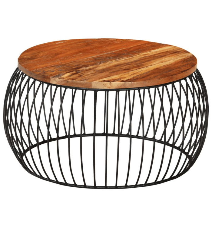 Table basse Ø68 cm Bois de récupération solide | Mobilier & Déco