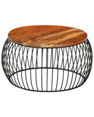 Table basse Ø68 cm Bois de récupération solide | Mobilier & Déco