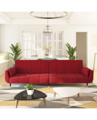 Canapé-lit à 2 places et deux oreillers Rouge bordeaux Velours | Mobilier & Déco