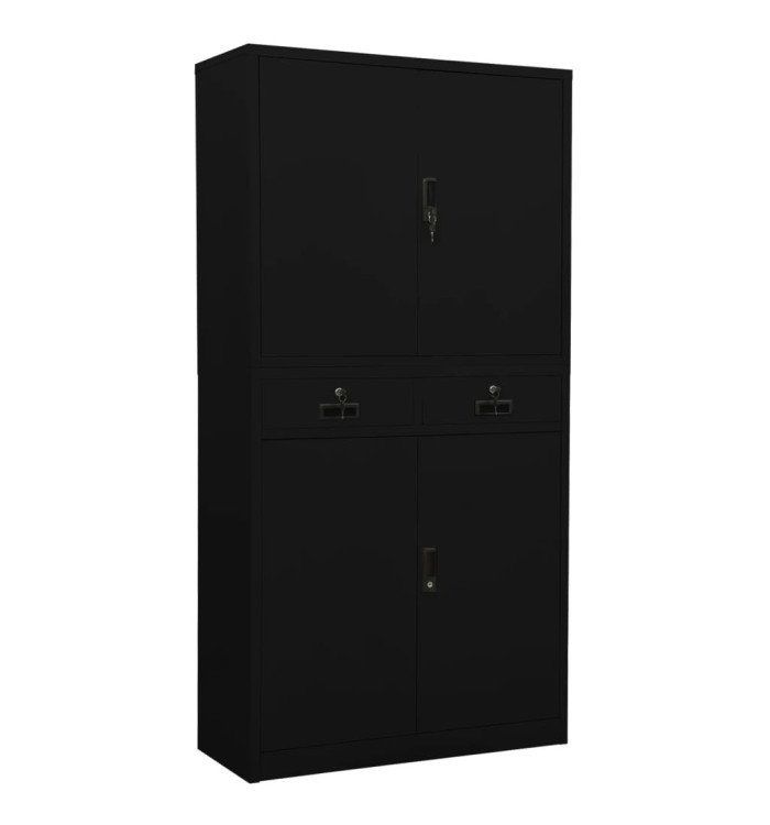 Armoire de bureau Noir 90x40x180 cm Acier | Mobilier & Déco