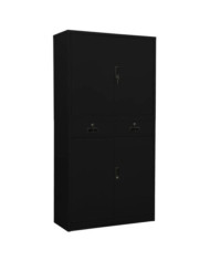 Armoire de bureau Noir 90x40x180 cm Acier | Mobilier & Déco