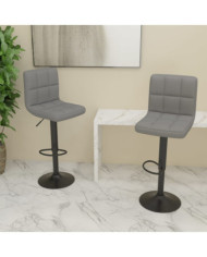 Tabourets de bar lot de 2 gris clair tissu | Mobilier & Déco