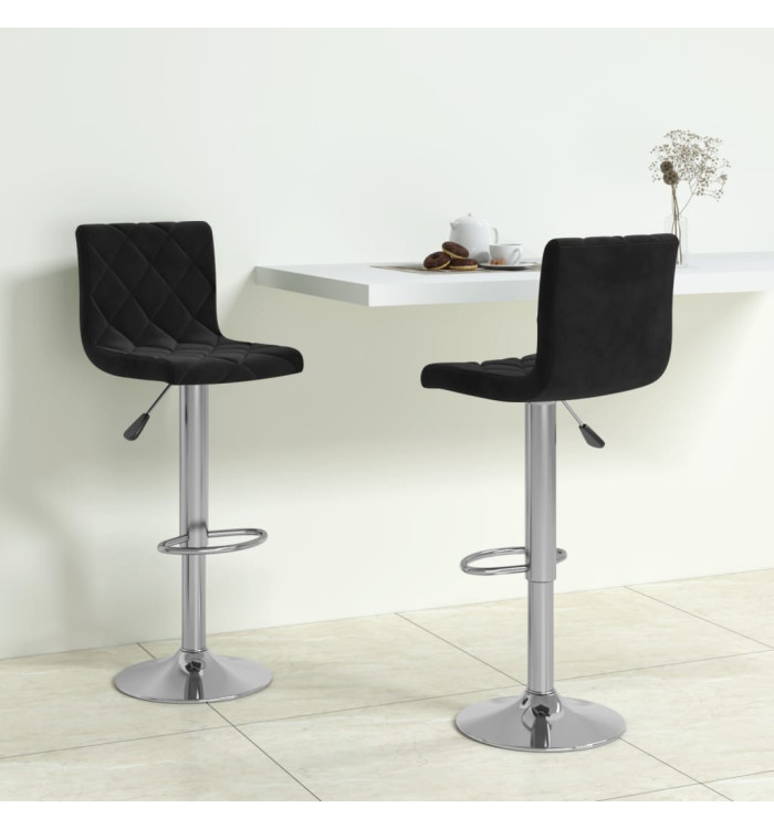 Tabourets de bar lot de 2 noir velours | Mobilier & Déco