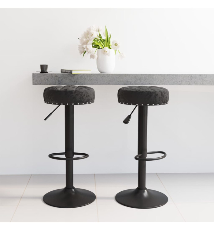 Tabourets de bar lot de 2 noir velours | Mobilier & Déco