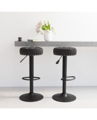 Tabourets de bar lot de 2 noir velours | Mobilier & Déco