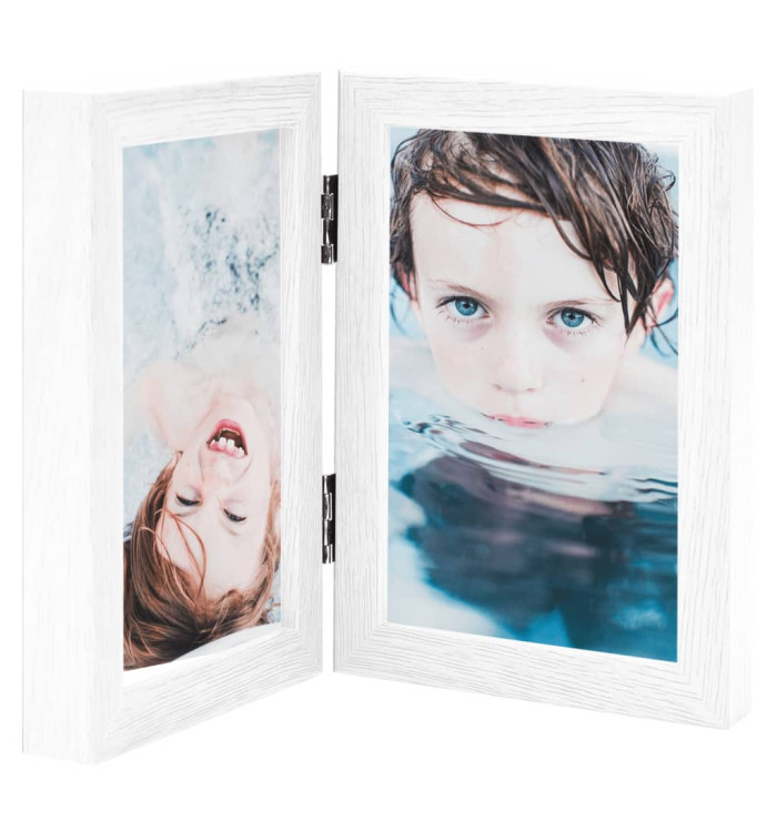 Cadre photo dépliable en deux Blanc 2x(21x29,7 cm) | Mobilier & Déco