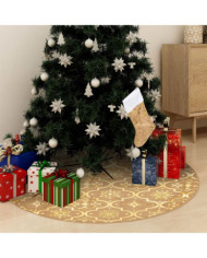 Jupe de sapin de Noël de luxe avec chaussette Jaune 122cm Tissu | Mobilier & Déco