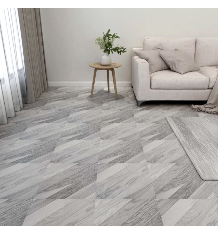 Dalles de plancher autoadhésives 20 pcs PVC 1,86 m² gris rayé | Mobilier & Déco