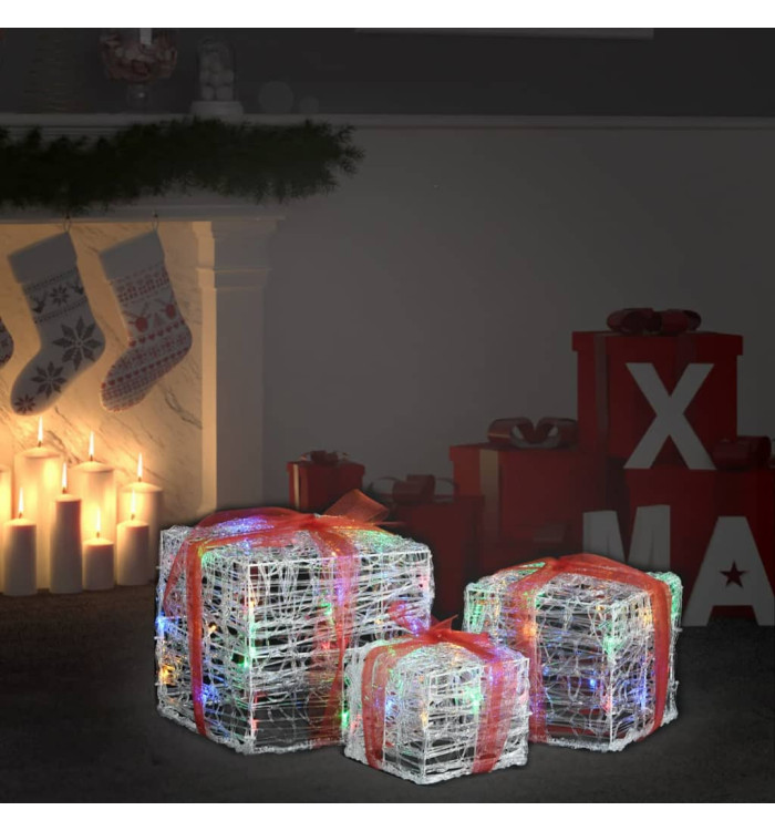 Boîtes-cadeaux de Noël décoratives 3 pcs Acrylique colorées | Mobilier & Déco