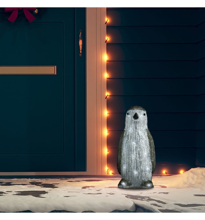 Silhouette de pingouin de Noël LED Acrylique 30 cm | Mobilier & Déco
