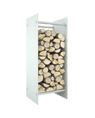Portant de bois de chauffage Blanc 40x35x100 cm Verre trempé | Mobilier & Déco