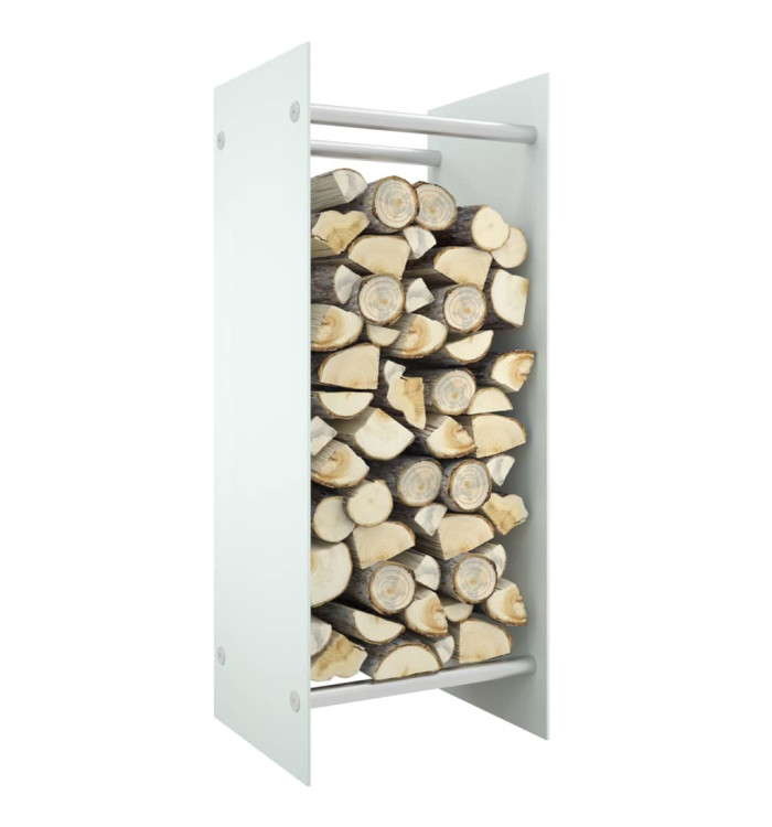 Portant de bois de chauffage Blanc 40x35x100 cm Verre trempé | Mobilier & Déco