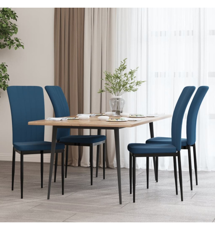 Chaises à manger lot de 4 Bleu Velours | Mobilier & Déco