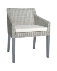 Chaise à manger avec coussin Gris Rotin naturel | Mobilier & Déco