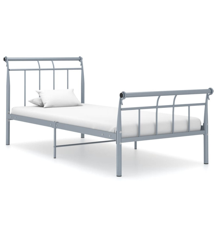 Cadre de lit sans matelas gris métal 90x200 cm | Mobilier & Déco