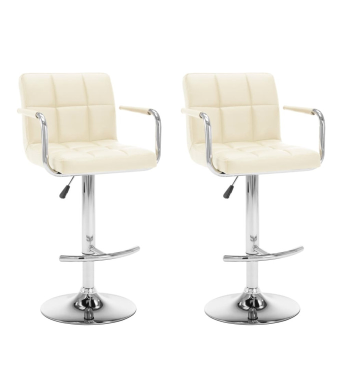 Tabourets de bar lot de 2 crème similicuir | Mobilier & Déco