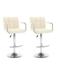 Tabourets de bar lot de 2 crème similicuir | Mobilier & Déco