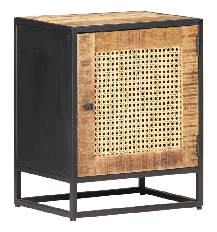 Table de chevet 40x30x50 cm Bois de manguier et canne naturelle | Mobilier & Déco
