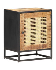 Table de chevet 40x30x50 cm Bois de manguier et canne naturelle | Mobilier & Déco
