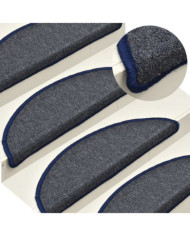 Tapis de marches d'escalier 15 pcs Gris foncé et bleu 56x17x3cm | Mobilier & Déco