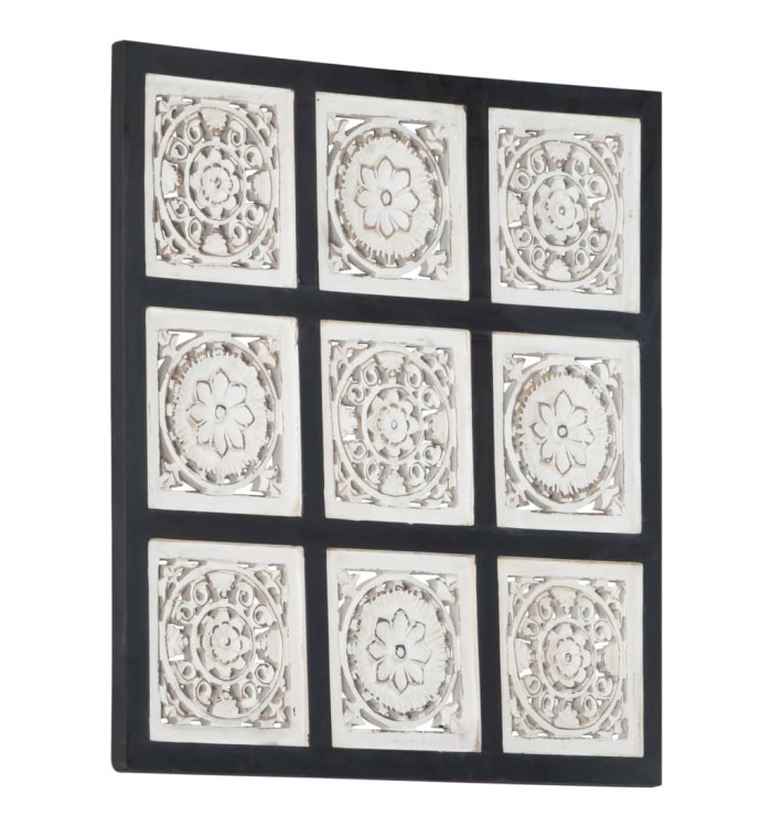 Panneau mural sculpté à la main MDF 60x60x1,5 cm Noir et blanc | Mobilier & Déco
