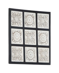 Panneau mural sculpté à la main MDF 60x60x1,5 cm Noir et blanc | Mobilier & Déco