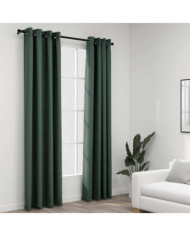 Rideaux occultants Aspect lin avec œillets 2 pcs Vert 140x225cm | Mobilier & Déco